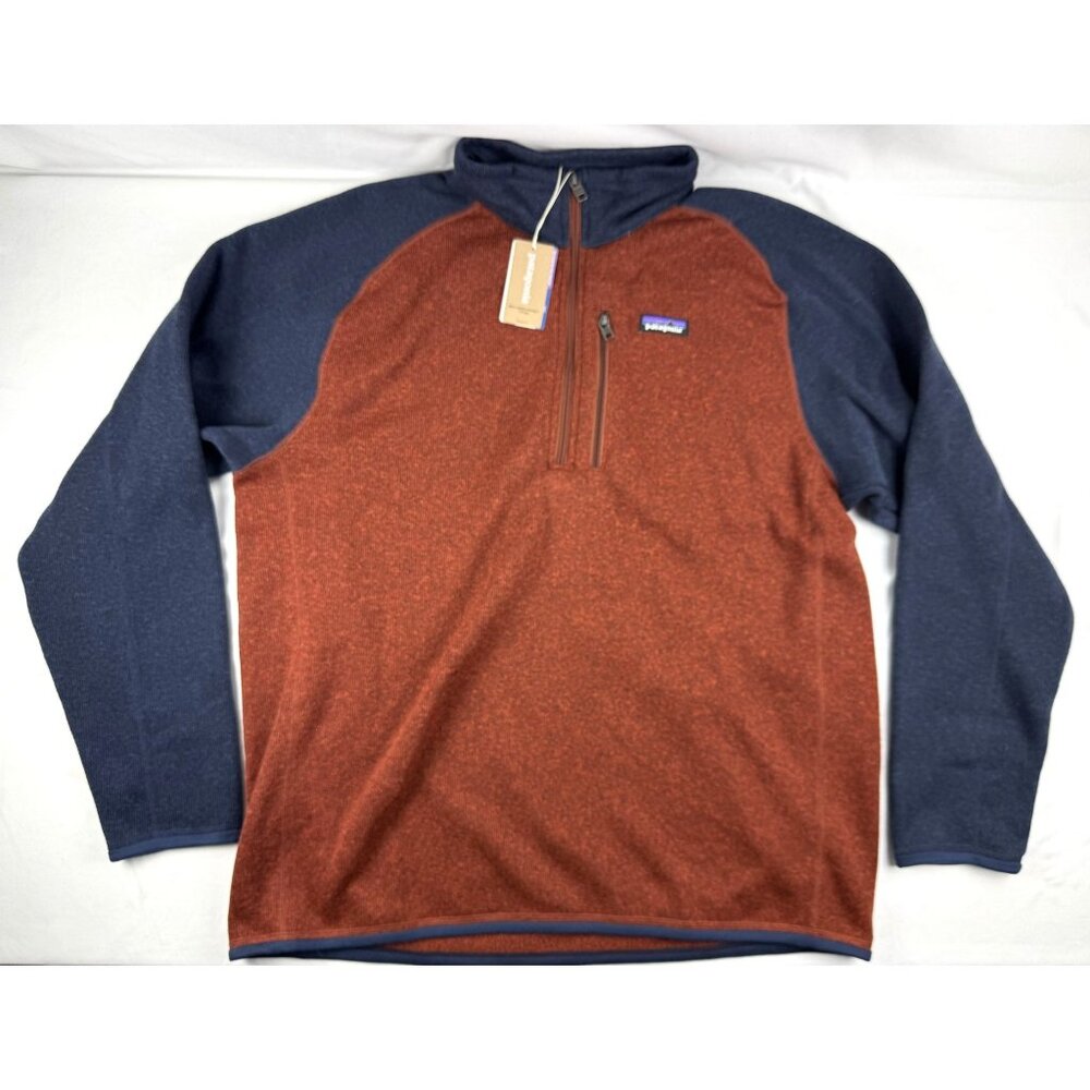 NWT Patagonia 1/4 Zip Fleece Better Sweater Pullover Jacket Burnt Orange Blue XL